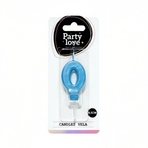 Bougie d'anniversaire Vela Party Love bleue numéro 0 de 4,5 cm - Product Image 2