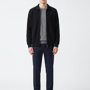 Giacca in Cashmere da Uomo con Zip Integrale e Colletto a Risvolto, Abbigliamento Casual da Ufficio, Maglia Calda Autunno-Inverno - Product Image 6