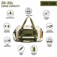 Sac de sport en gros, sac de voyage 35L grande capacité, résistant à l'eau avec compartiment à chaussures et poche humide, sangle réglable pour fitness, sport et voyage