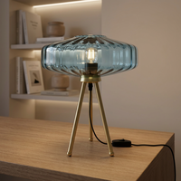 Lampe de table en verre bleu, style postmoderne, à intensité variable, pour restaurant, bureau, lampe de bureau LED, lampe de table moderne, vente chaude