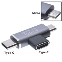 Conector de teléfono de aluminio 2 en 1 OTG USB C tipo-C hembra a micro USB V8 macho adaptador de datos de carga convertidor Android