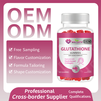 Gommes au glutathion pour l'éclat de la peau, soutien immunitaire, faible teneur en sucre, bonbons sucrés et acidulés, extraits naturels de plantes, pour une peau éclatante sans effort