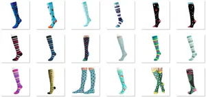 Спортивные Компрессионные носки для женщин и мужчин, многоцветные эластичные велосипедные носки для бега