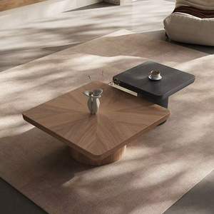 <b>Walnut</b> Solid Wood Coffee <b>Table</b> Square Minimalist Design Living Room Furniture - Product Image 2