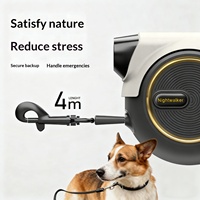 Laisse de chien rétractable automatique avec éclairage LED intégré, poignée antidérapante pour la promenade des animaux de compagnie