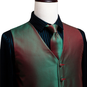<span class=keywords><strong>Gilet</strong></span> à col en V à pois pour hommes Offre Spéciale avec boutons de manchette à nouer Foulard inclus Cadeaux de Noël - Product Image 3
