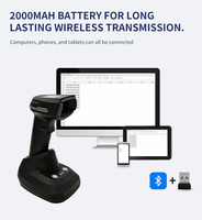 Escáner de Código de Barras Inalámbrico HC-880BTP con Pantalla LCD y Base de Carga, Escaneo Rápido de 0.1s, USB, Bluetooth, Plug & Play