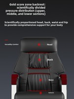 Fauteuil de bureau pivotant de direction en cuir véritable, inclinable avec fonction massage, base cinq étoiles, hauteur réglable, accoudoirs fixes, structure en acier