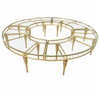 Table de banquet de luxe en acier inoxydable, plateau en verre trempé, forme de demi-lune, table de salle à manger en forme de S pour mariage, hôtel, fête