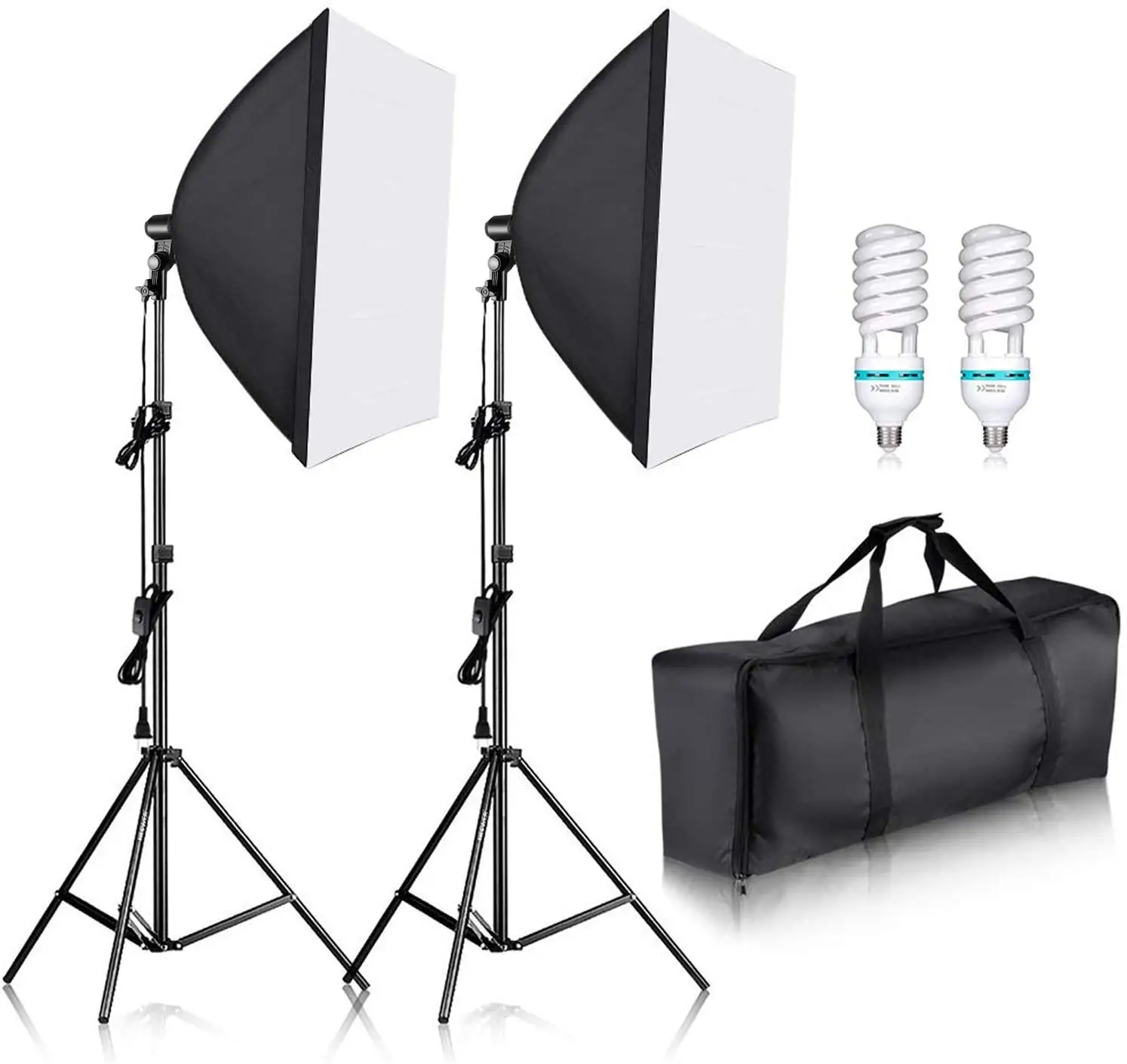 Photo Studio Softbox Kit Photographic Lighting Kit Camera & Photo Accessories 2 Light Stand 2 Softbox for Camera Photo