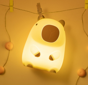 2026 Trend Tap control Capybara Cute <b>LED</b> Night Lamp Soft Silicone USB Rechargeable Animal Bedside table <b>Light</b> for kids - Product Image 1