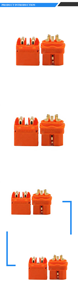 Conector de Batería para Avión Amass XT60IPW-M/XT60I-F 30A 500V de Alta Corriente, Macho/Hembra, 4P, Cobre con Pin de Señal, Modelo Naranja - Product Image 4