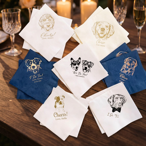 Servilletas de Papel Personalizadas con Diseño Romántico, Impresas Digitalmente, Ecológicas y Seguras, Plegables y de Color, para Bodas y Fiestas - Product Image 3