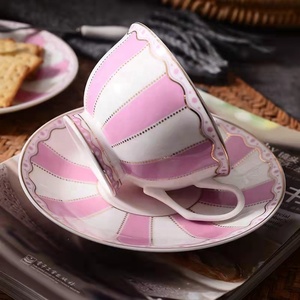 Wholesale English Afternoon Tea <strong>Cup</strong> and Saucer <strong>Set</strong> Milk Stripe Ceramics Porcelain <strong>Cup</strong> <strong>Sets</strong> for Coffee and Tea - Product Image 6