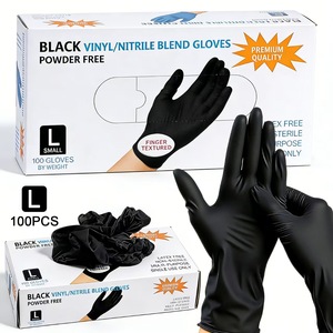 Gants de protection jetables en nitrile <span class=keywords><strong>noir</strong></span> composite, épais et durables, de qualité <span class=keywords><strong>alimentaire</strong></span>, pour la beauté, la restauration et l'usage domestique, vente en gros - Product Image 1
