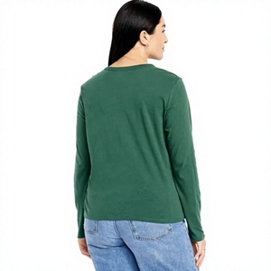 Camiseta de Manga Larga para Mujer, Cuello Redondo Clásico, Estilo Casual, Cómoda, Básica, Marca Privada, Venta al Por Mayor de Fábrica - Product Image 3