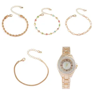 FREE SAMPLE Fashion women's full diamond quartz watch set comfortable to wear Delicate Lady Gift Watches