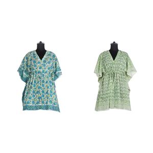 Nuevo diseño 2025 vestido para niñas/damas caftán corto de algodón puro de Jaipur India venta al por mayor bloque de mano impreso caftán de algodón - Product Image 1