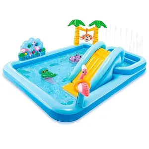Intex 57161 Outdoor Crocodile Park Piscina Children Inflatable Water Slide Sprinkler Swimming Pool