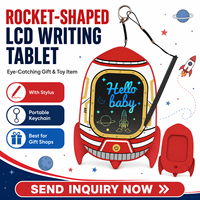 Tablette d'écriture LCD en forme de fusée pour enfants, bloc de dessin réutilisable, stylet, effacement à une touche, porte-clés portable, jouet éducatif, piles incluses