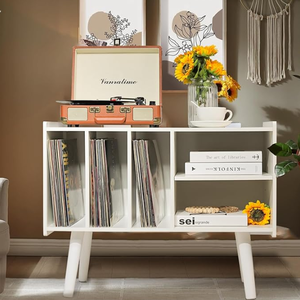 Étagère de rangement <span class=keywords><strong>pour</strong></span> disques vinyles en bois de style moderne, support <span class=keywords><strong>pour</strong></span> CD multimédia, adapté <span class=keywords><strong>pour</strong></span> placer un tourne-disque. - Product Image 3