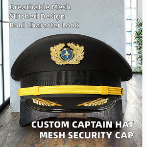 Wholesale custom uniform caps black driver peaked <b>hats</b> with company logo patches embroidery premium quality caps - Product Image 2