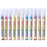 Stylos à peinture acrylique, marqueurs de qualité supérieure pour le bois, la toile, le verre, les travaux manuels, 12 couleurs