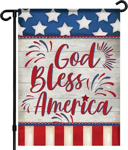 Wholesale God Bless America 4th of July Garden Flag Vertical Double Sided Patriotic Strip and Star American Flag, Memorial Day