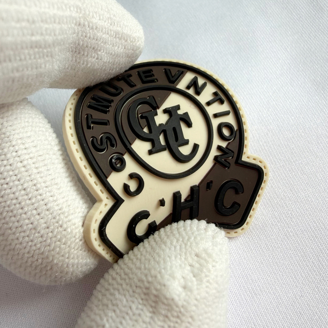 Wholesale Custom 3D Silicone Heat Press Labels Multi Layer Simulated Sewn Look Iron on Brand Logo Rubber Patch for Bags Garment