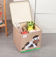 Nouveau style en lin avec couverture Boîte de rangement pour enfants Jouet pliable en tissu