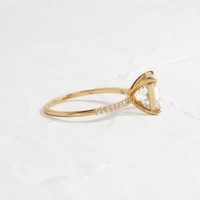 Bague de fiançailles en or massif 10K/14K/18K avec diamant de laboratoire solitaire taille Asscher 0,5-3 carats, sertie pavé sur mesure, certifiée IGI CVD/HPHT VVS