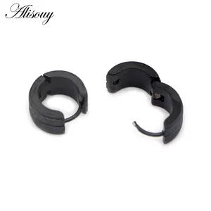 Wholesale Frosted Scrub Groove Ear Earring Stainless Steel Small Circle 9mm Hoop Earrings For Women Men Punk Piercing Jewelry