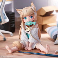 Figura de PVC de Chica Sentada, 13 cm, Linda Chica Gato, Temática de Anime, Soporte para Teléfono, Decoración de Escritorio