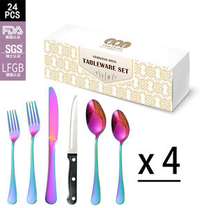 ชุดช้อนส้อมสแตนเลส Ooo Tableware 24 ชิ้น สำหรับ 4 คน ชุดอาหารค่ำแบบตะวันตก ทนทาน เหมาะสำหรับงานเลี้ยง - Product Image 1