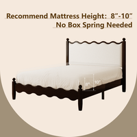 Cadre de lit moderne vintage ondulé, simple/double, 3ft/4ft/6ft, avec sommier à lattes et rangement, capacité de charge 800LBS, lit plateforme modèle 703