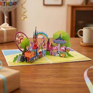 Winpsheng 3d design creativo personalizzato buon compleanno pop up parco divertimenti biglietto di <span class=keywords><strong>auguri</strong></span> compleanno 3d pop up card - Product Image 5
