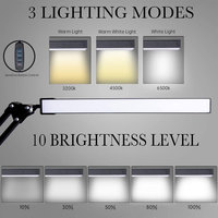 Lampe de bureau moderne en métal à bras oscillant à LED 12W, bras réglable, gradable, soins oculaires avec pince