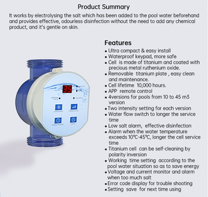 OEM ODM, 2.5G/5G/7.5G/10G Intelligente Desinfectiemachine Zwembad Zoutchloorinator Systeem met Wi-Fi Verbinding en Besturing - Product Image 3