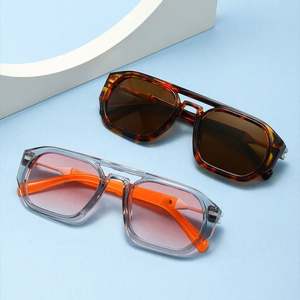 Lunettes de soleil polygonales punk vintage 2025 personnalisées avec logo, double pont, carrées, pour hommes et femmes, protection UV400 - Product Image 2