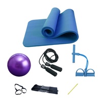 Ensemble de yoga et d'exercices NBR 4 pièces en gros avec ballon de Pilates, sangle de résistance, corde à sauter, tapis de fitness épais et sac de transport