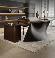 Ensemble bureau et chaise de direction moderne Table en bois pour PDG avec nouveau design Mobilier de bureau gris noyer pour maison ou immeuble de bureaux