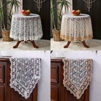 Nappe ronde en dentelle française brodée, blanc beige, chemin de table floral pour chambre à coucher, maison, hôtel, mariage, fête, luxe élégant