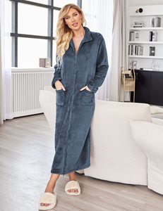 <span class=keywords><strong>Accappatoio</strong></span> da <span class=keywords><strong>donna</strong></span> a tutta lunghezza con cerniera in vestaglia - Product Image 1