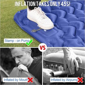 Almohadilla para dormir autoinflable ligera con bomba de pie incorporada Colchón de aire impermeable para senderismo Broches de estilo compacto portátiles - Product Image 4