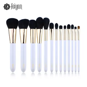 FEIYAN Best Top High-end Quality Wooden Handle Copper Pipe Material Brand Wholesale Custom Natural White Goat Hair Makeup Brush