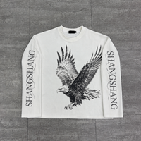 T-shirts pour hommes Guangzhou Shangshang personnalisés avec impression DTG, coupe lourde, effet vieilli, manches longues gaufrées