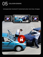 Mini caméra embarquée 4 canaux 1080P 360° avec vision nocturne infrarouge 8 LED, objectif arrière 170°, DVR de voiture et surveillance de stationnement 24h/24