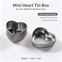 Mini boîte en fer blanc en forme de cœur pour bonbons, chocolats, biscuits, snacks, emballage alimentaire avec impression de logo personnalisé