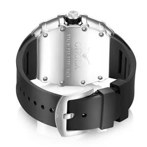 Reloj de Cuarzo Plateado para Hombre, Correa de Goma, Resistente al Agua, Diseño Esqueleto, en Stock, Kit de Reloj de Negocios, Envío Directo - Product Image 3