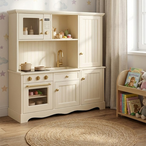 EDULAND OEM/ODM Cuisine en bois pour enfants, ensemble de jouets de cuisine pour garçons et filles, matériau MDF, certifié CE EN71, pour les grossistes - Product Image 2